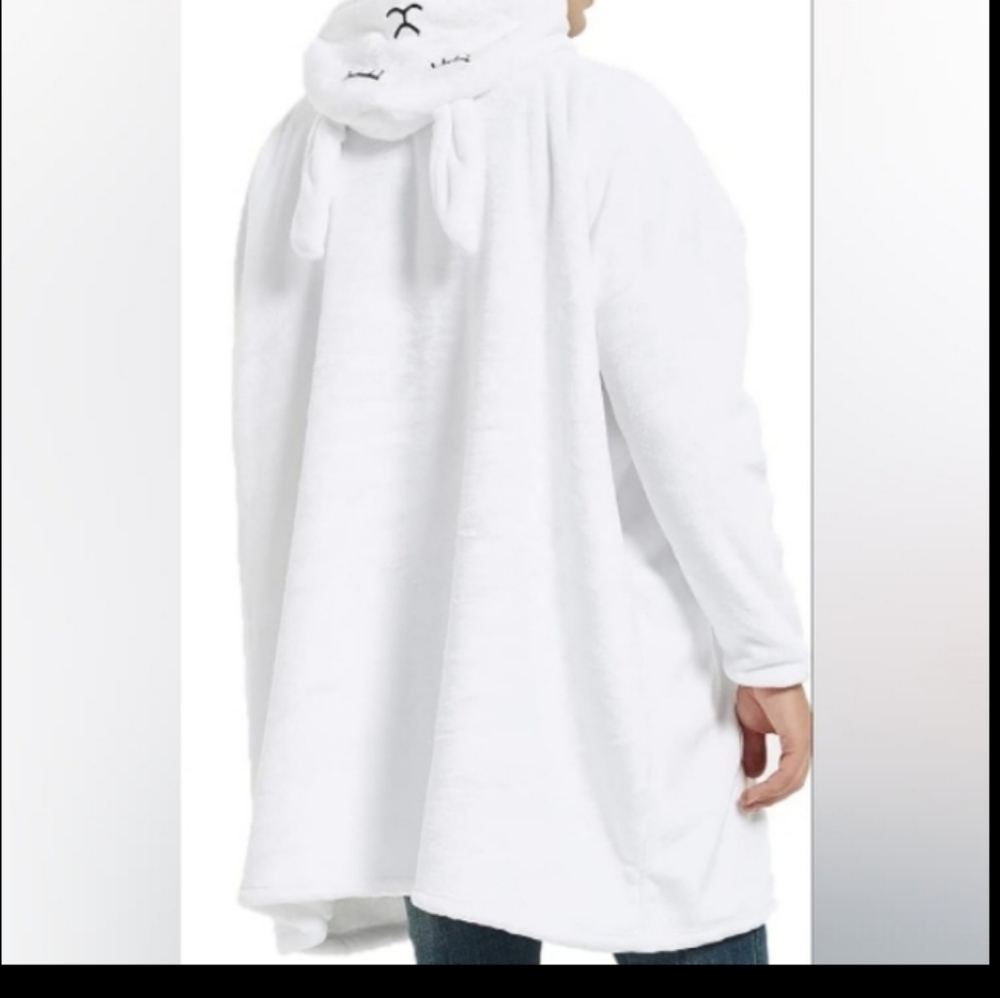 Super plush bunny pullover hoodie blanket
